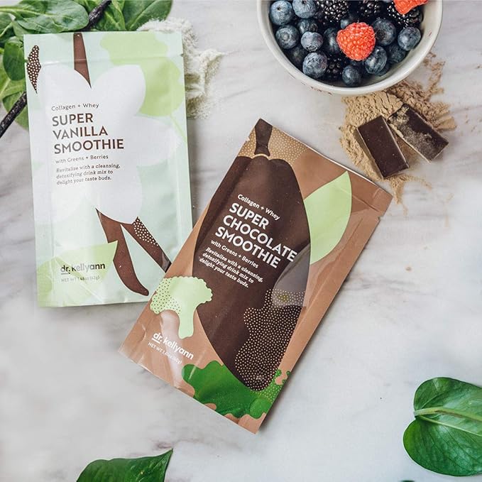 Dr. Kellyann Super Chocolate Collagen Smoothie (7 Servings) – Protein Shake, Keto & Paleo-Friendly, Supports Skin & Gut, 1 Pack