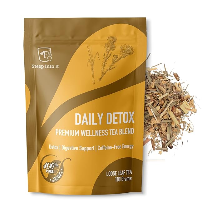 Organic Liver Detox Tea - Caffeine Free Skinny Tea - Herbal Slimming and Digestive Tea with Dandelion Root and Lemongrass - Daily Detox tea by Steep Into It (3.5 Ounce)