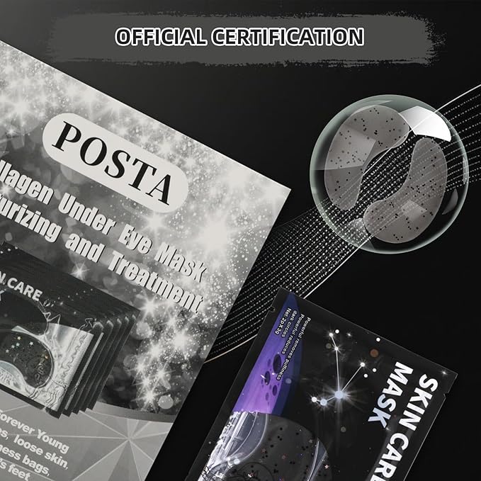 POSTA 20Pairs 40Pcs Collagen Eye Mask, Glitter Under Eye Patches for Dark Circles and Puffiness, Hydrating Eye Skincare Reduce Wrinkles and Fine Lines, Eye Gels Pads for Women and Men