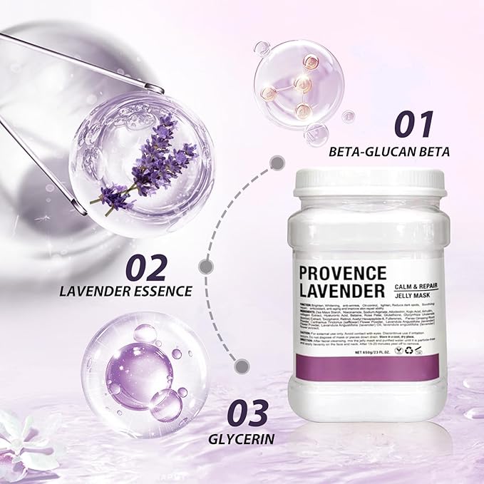 Jelly Mask for Facials, Hydrating & Moisturizing Peel-Off Rubber Gel Face Mask, Skin Care for Deep Hydration & Glow, 23 Fl Oz Jar Professional Spa Use for All Skin Types with Lavender essence