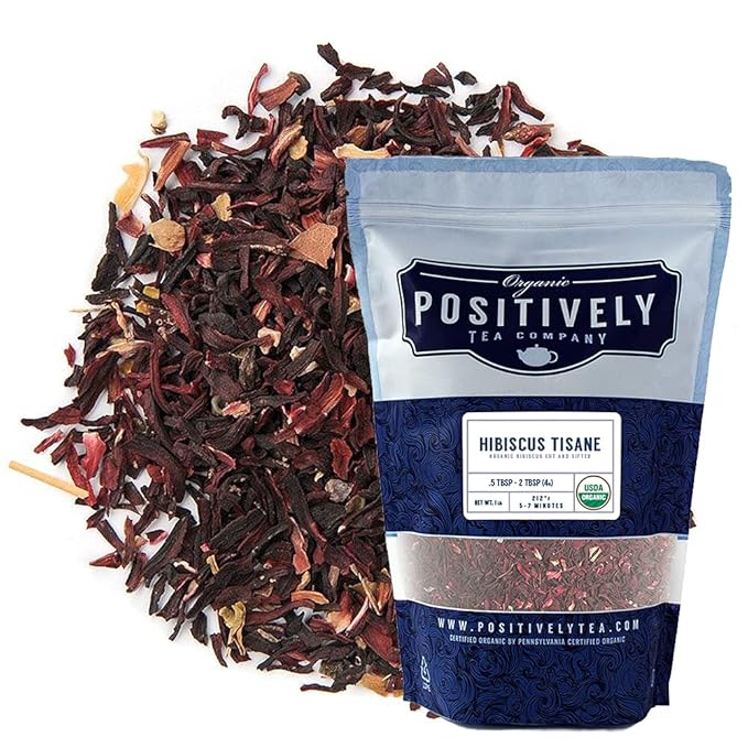 Organic Positively Tea Company, Hibiscus, Herbal Tea, Loose Leaf, 16 Ounce
