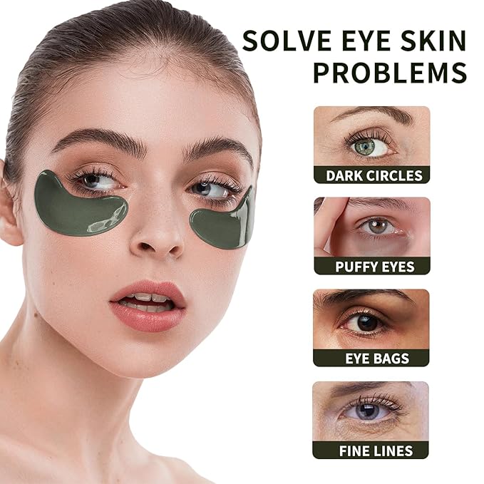 Under Eye Patch for Dark Circles and Puffy Eyes,Under Eye Masks Reduce Smooth Wrinkles and Under-eye Egg,Moisturizing Under Eye Pads For Women,Black Gold Eye Mask Patch-60 Pcs