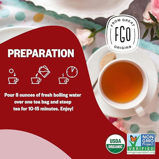 FGO Organic Rosehips Tea, Eco-Conscious Tea Bags, 100 Count, Packaging May Vary (Pack of 1)