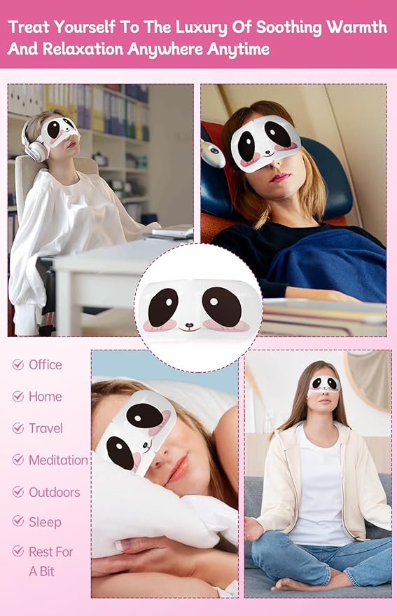 IREV 12 Pack Steam Eye Mask, SPA Warm Sleep Eye Mask, Disposable Heated Eye Masks for Dark Circles, Puffy Eyes, Relief Stress Eye Fatigue, Travel Essentials & Relaxation Gifts for Women