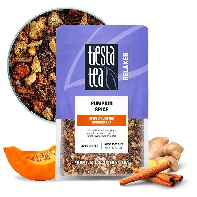 Tiesta Tea - Pumpkin Spice Rooibos Tea | Loose Leaf | Premium Blend | Non-Caffeinated Herbal Infusion | Make Hot or Iced & Up to 25 Cups | 2oz Resealable Pouch
