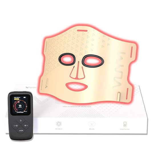 VYM LED Face Mask Light Therapy: Portable Remote High-Energy Anti-Aging Skincare Device, 292 LEDs Professional Infrared Red Light Therapy for Face, Red Light Mask Gift Pack - Gold
