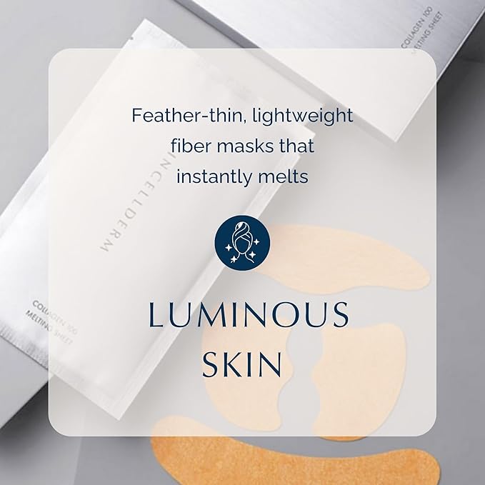 Incellderm Collagen 100 Melting Sheet Mask | Collagen-Infused Formula | Ultra-Fine Fiber Technology for Optimized Absorption and Hydration | Supports Skin Smoothness and Elasticity