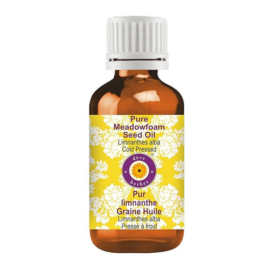 Deve Herbes Pure Meadowfoam Seed Oil (Limnanthes alba) Cold Pressed 10ml (0.33 oz)