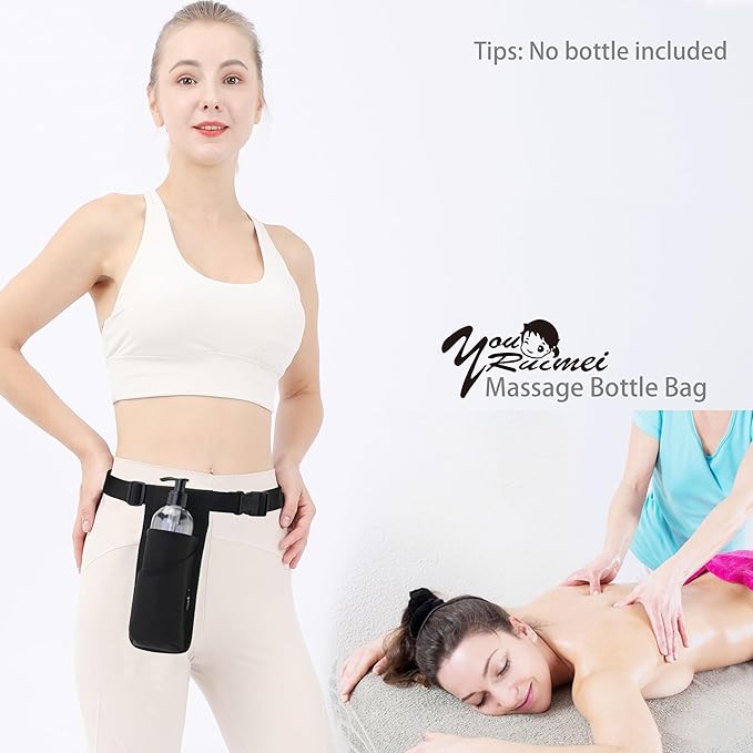 Professional Massage Therapist Holster with Adjustable Belt, Massage Bottle Bag, Massage Lotion Holster,Black(XJ-1KD)