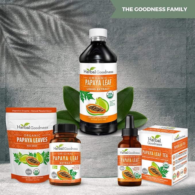 Organic Papaya Leaf Extract Tea For Platelets 24bags - Papaya Enzymes Natural Blood Platelet Tea - For Immune Gut & Digestive Health - Made in the USA