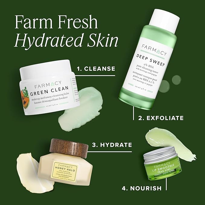 Farmacy Makeup Remover Cleansing Balm - Green Clean Waterproof Makeup Remover + Oil Based Cleanser - Gentle Exfoliating Double Cleanser - Melts From Balm to Milky Lather (12ml)