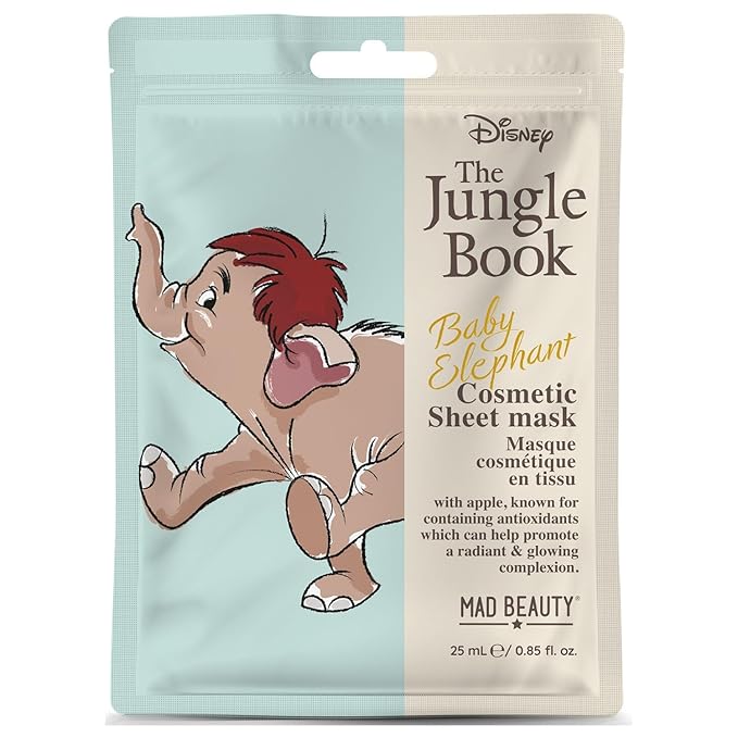 The Jungle Book Cosmetic Sheet Mask Set Disney | MAD Beauty | Aloe vera, Hydrating Moisturizing Trio Baloo Hathi Shere Khan | Gift for Men & Women Adults