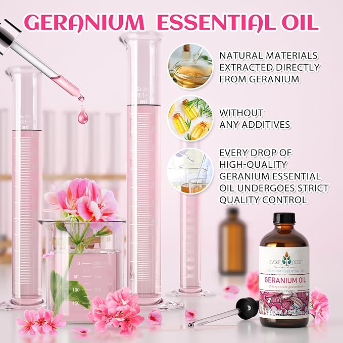 EVOKE OCCU Geranium Essential Oil for Skin, Diffuser, Aromatherapy - 4 FL Oz