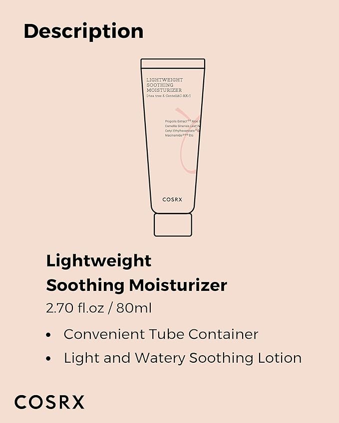 COSRX AC Collection Lightweight Soothing Moisturizer, 80ml / 2.70 fl.oz | Aloe Vera Leaves Extract 71.2% | Animal Testing Free, Paraben Free