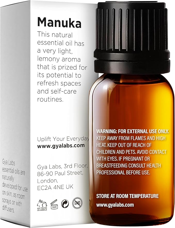 Gya Labs Manuka Essential Oil for Skin - 0.34 Fl Oz - 100% Pure Natural Manuka Oils for Skin, Nails, Candle Making & Aromatherapy - Herbaceous & Earthy Scent
