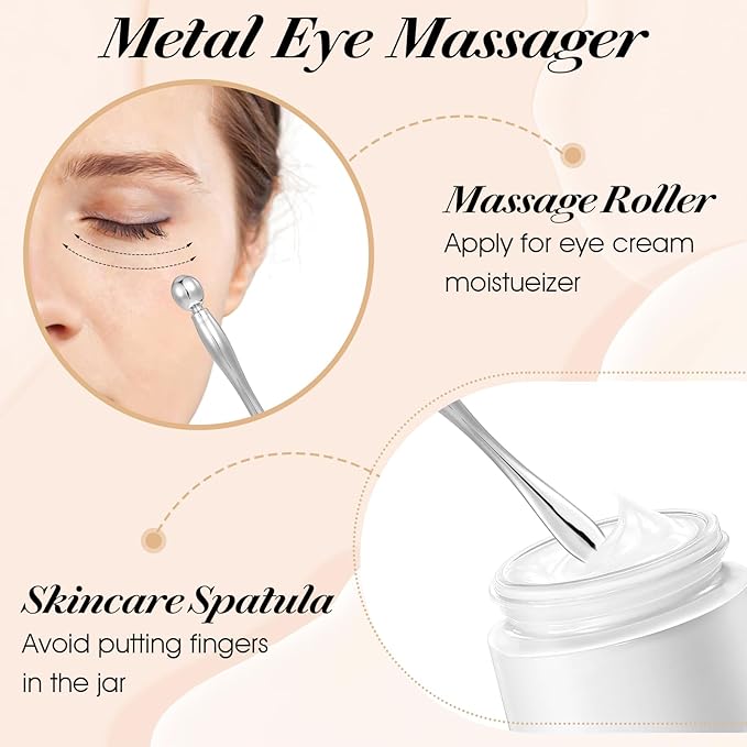 Lusofie 2Pairs Reusable Under Eye Patches Silicone Eye Patches Wrinkle Patches with Metal Applicator for Plump Fine Lines & Wrinkles, Tin Case (Cream Color)