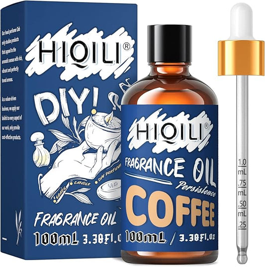 HIQILI Coffee Fragrance Oil 100ml for Candle Making, Soap Slime Scents Essential Oils for Diffuser, Scented Oil for Home Car Soy Wax, Christmas