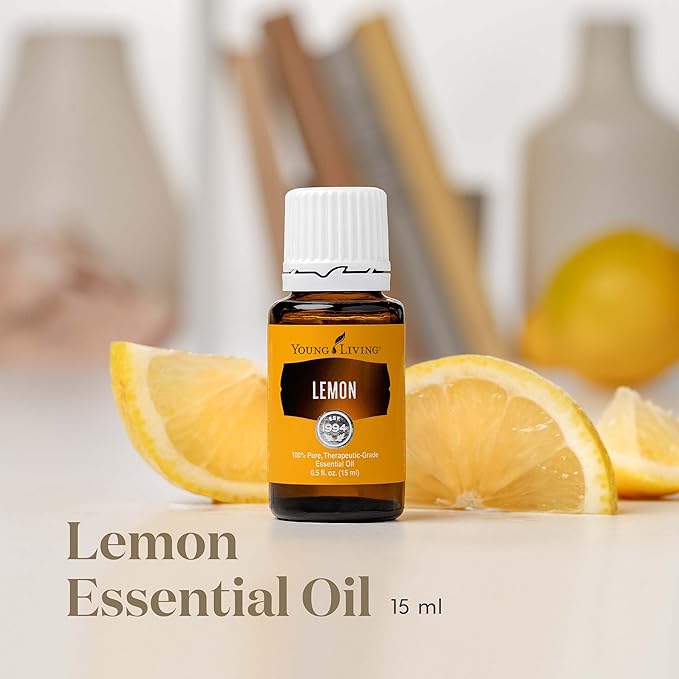 Young Living Premium Grade Lemon Essential Oil 15ml, 100% Pure & Natural Invigorating Aromatherapy Young Living Certified Energize and Refresh Mind Body and Spirit Uplifting Mood Enhancing Focus