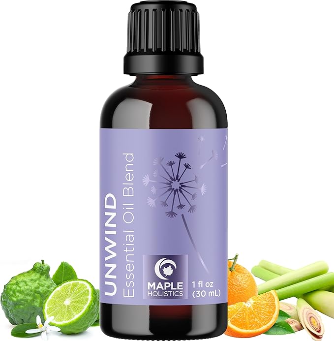Unwind Aromatherapy Essential Oil Blend - Calming Essential Oils for Diffusers for Home Travel and Baths with Invigorating Pure Bergamot Patchouli and Citrus Essential Oils for Stress Support