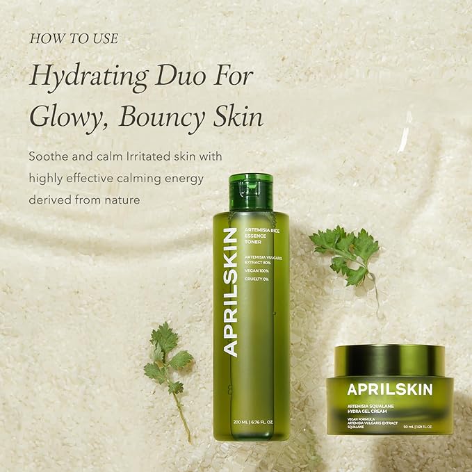 APRILSKIN Artemisia Korean Rice Toner | 100% Korean Mugwort | Hydration Boost Facial Toner | Vegan, Cruelty Free, Low pH, | No sulfates and Artificial Fragrance | Korean Skin Care | 6.76 oz