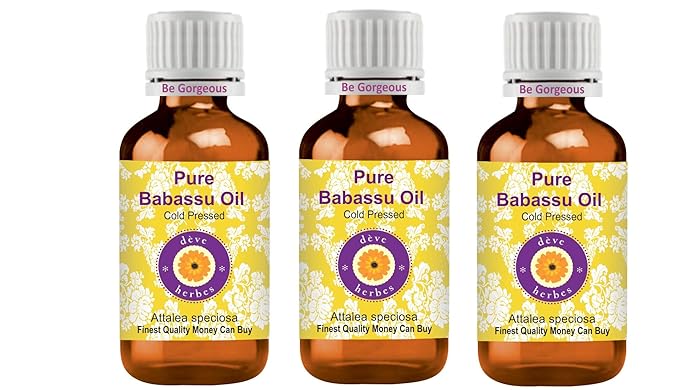 dève herbes Pure Babassu Oil (Attalea speciosa) Cold Pressed (Pack of Three) 100ml X 3 (10 oz)