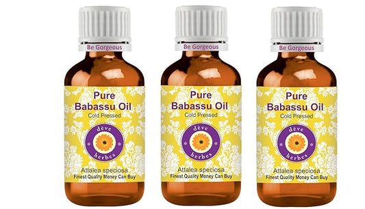 dève herbes Pure Babassu Oil (Attalea speciosa) Cold Pressed (Pack of Three) 100ml X 3 (10 oz)