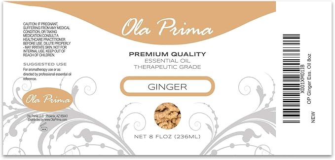 Ola Prima Ginger Essential Oil 8 fl oz – Therapeutic Grade Ginger Aromatherapy Oil