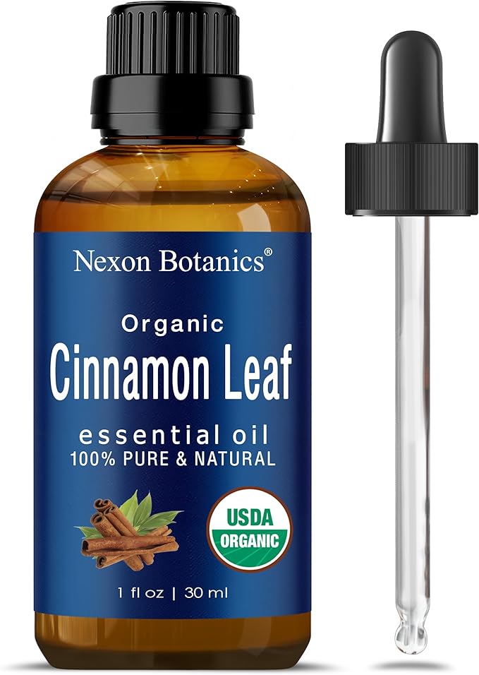 Organic Cinnamon Essential Oil 30 ml - Pure, Natural Cinnamon Leaf Oil for Diffusers & Aromatherapy - Sinus Relief & Seasonal Comfort - Nexon Botanics
