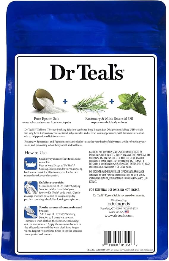 Dr. Teal's Pure Epsom Salt Soaking Solution Gift Set (3 Pack, 3lbs ea.) - Soothe & Sleep Lavender, Relax & Relief Eucalyptus with Spearmint, Wellness Therapy with Rosemary & Mint