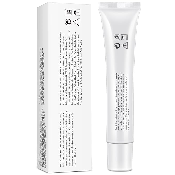 Azelaic Acid 12% Serum for Acne, 2PCS Azelaic Acid Cream Reduces Acne and Pimples, Nicotinamide Serum for Facial Redness and Excess Sebum for Smooth Skin