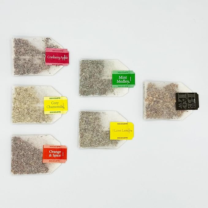 Bigelow Caffeine Free 6 Flavor Herbal Tea Variety Pack - Decaf Tea with Mint Medley, Cinnamon Apple, I Love Lemon, Orange & Spice, Cozy Chamomile, Cranberry Apple (30 Total Herbal Tea Bags) - Herbal Tea Sampler by Dr. Variety