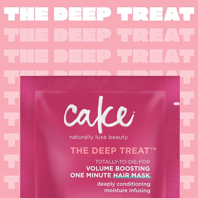 Cake Beauty Travel Hair Mask Set- Deep Treat Volume Boosting Hair Mask, Volumizing & Moisturizing- Hydrolyzed Rice Protien- For Dry Hair- 3 x 1.76 oz