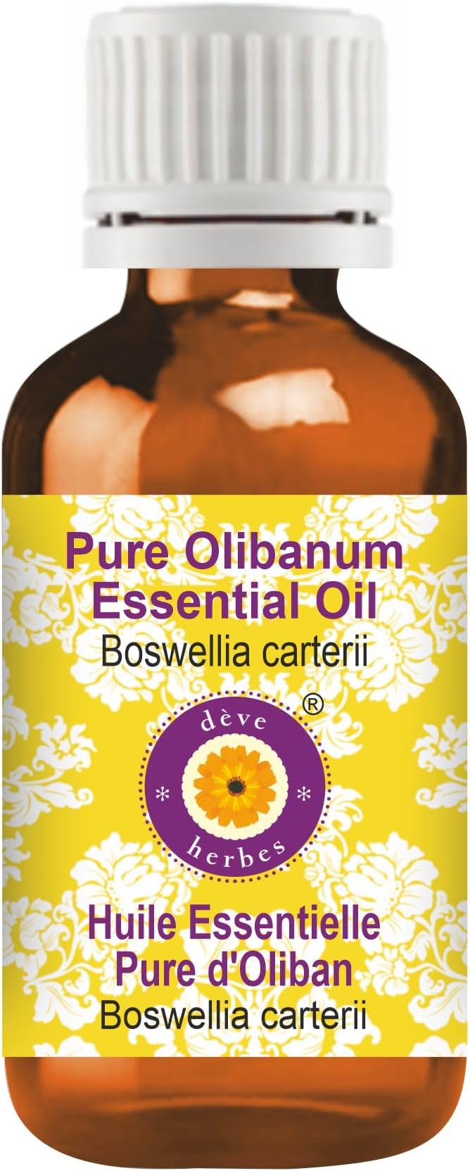Deve Herbes Pure Olibanum Essential Oil (Boswellia carterii) Steam Distilled 15ml (0.50 oz)