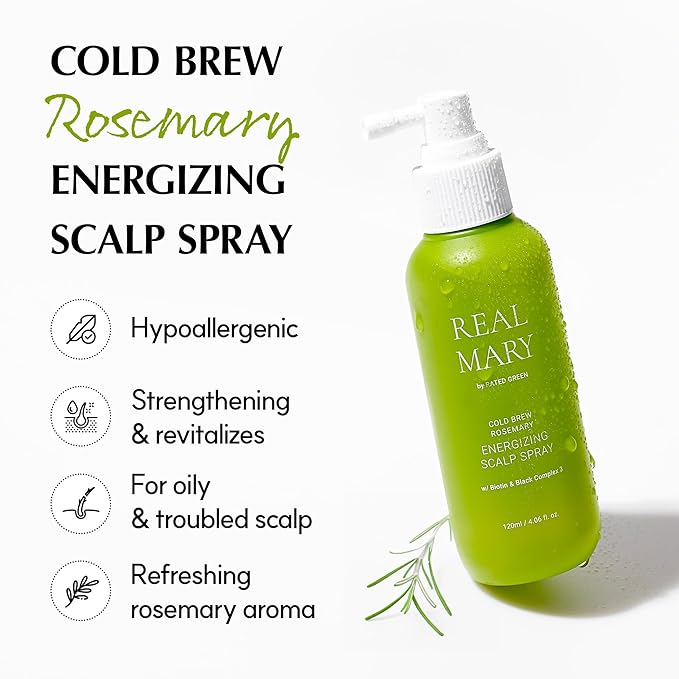 RATED GREEN REAL MARY Energizing Biotin Hair Growth Spray for Thinning Hair and Scalp for Men & Women - Rosemary and Ginger Scalp Spray | 4.06 fl oz