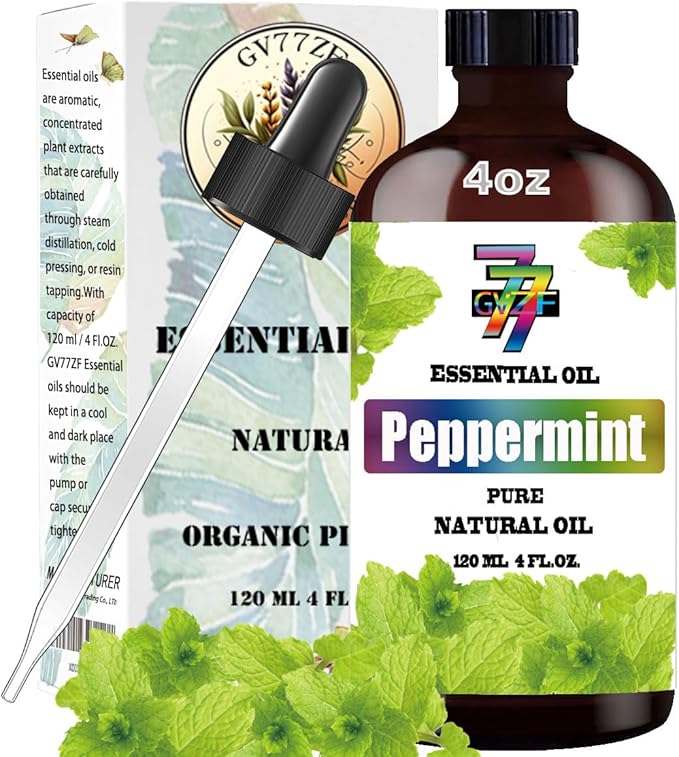 Peppermint Essential Oil (4 oz/120 ml) - Peppermint Oils Used in diffusers, humidifiers, Home Baths, Cleaning Products, Yoga, DIY Soaps and DIY Scented Candles