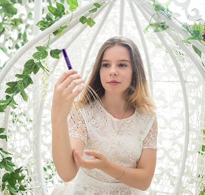 USAGA 36 Fingers Head Massager Scalp Massager Head Scratcher for Scalp Body Relaxing (Purple)