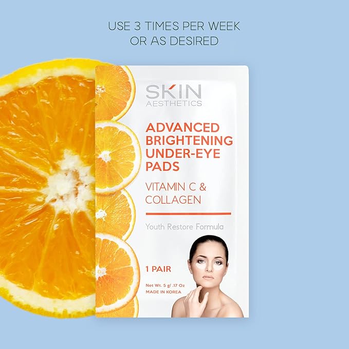 Vitamin C & Collagen Under Eye Patches - Reduces Dark Circles, Wrinkles & Crow's Feet, Brightening - Dermatologist Tested Korean Skincare - Clean Beauty, Cruelty-Free - 5 Pairs