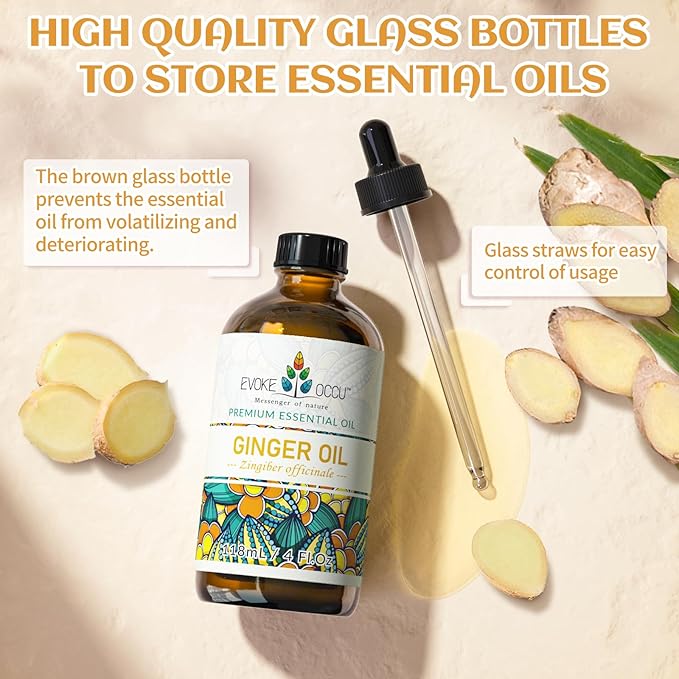 EVOKE OCCU Ginger Oil for Massage, Skin, Diffuser - 4 FL Oz