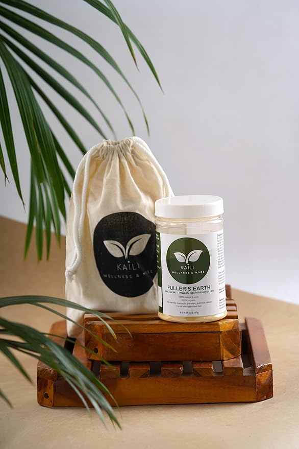 KAILI WELLNESS & MORE 100% Natural Bentonite Clay Kit, 8oz + 2oz Fuller's Earth (Multani Mitti) for DIY Face Pack, Hair Mask & Body Detox, with Accessories, 25% Extra