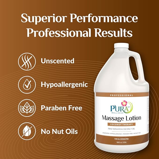 Coconut Therapy Massage Lotion, {Physical Therapy Coconut Lotion, Professional Deep Tissue Therapy, Pura Wellness Vitamin Therapy Lotion, Unscented Lotion for Physical Therapy Recovery, 128oz