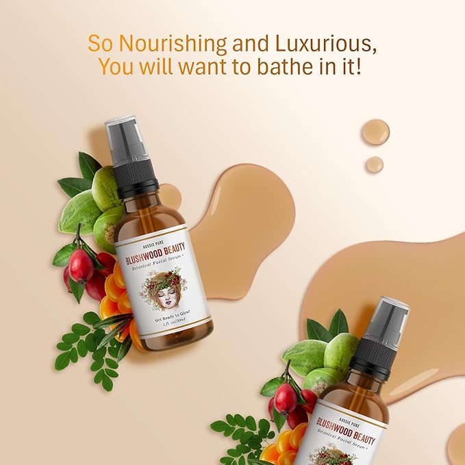 Blushwood Beauty Botanical Facial Serum+ - 3-in-1 Everyday Cell Support and Beautifying Formula for Skin, Lips, and Hair - Lab-Tested and Authenticated 30ml