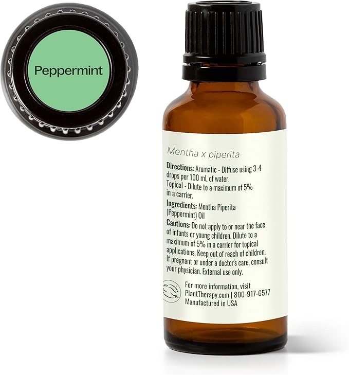 Plant Therapy Peppermint Essential Oil 30 mL (1 oz) 100% Pure, Undiluted, Natural Aromatherapy for Diffuser & Topical Use, Relaxation, Digestion, Respiratory, & Massage, Peppermint Oil for Skin & Hair