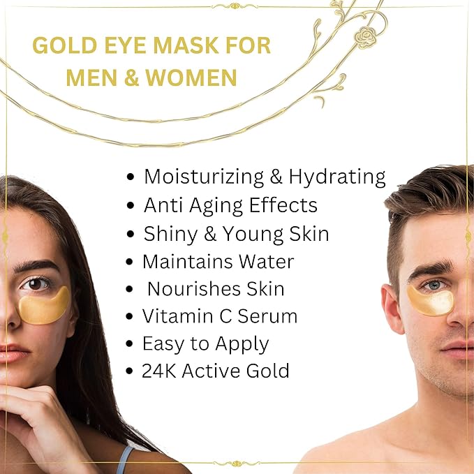 Green Cosmos. 30 Pairs 24k Gold Under Eye Patches, Gold Crystal Collagen Eye Mask, Dark Circles Treatments, Removes Under Eye Bags, Collagen Gel Pads for smooth skin, Eye Pads for puffiness