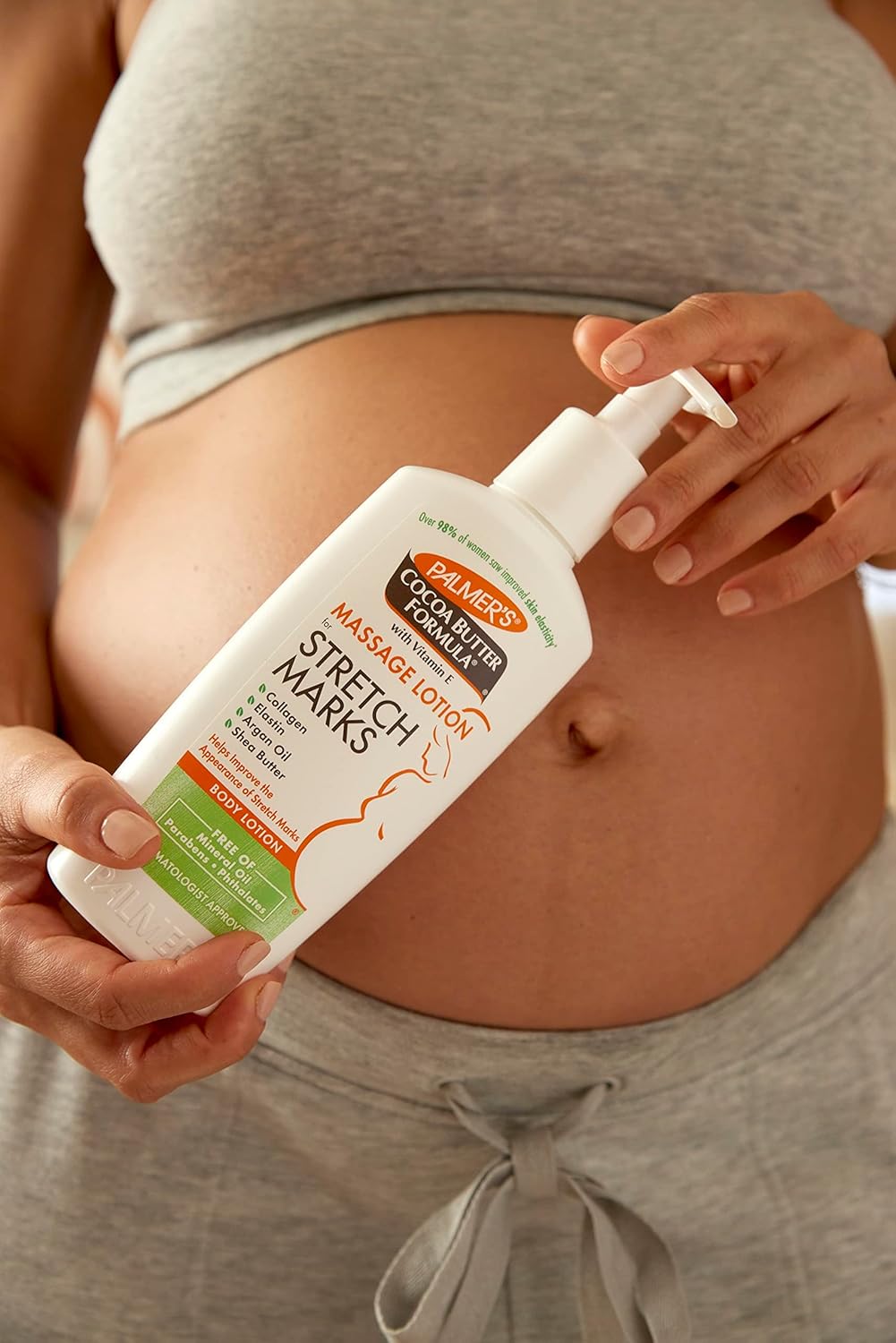 Palmer's Cocoa Butter Formula Massage Lotion for Stretch Marks, Pregnancy Skin Care, Belly Cream with Collagen, Elastin, Argan Oil and Shea Butter, 8.5 Ounces (Pack of 2)