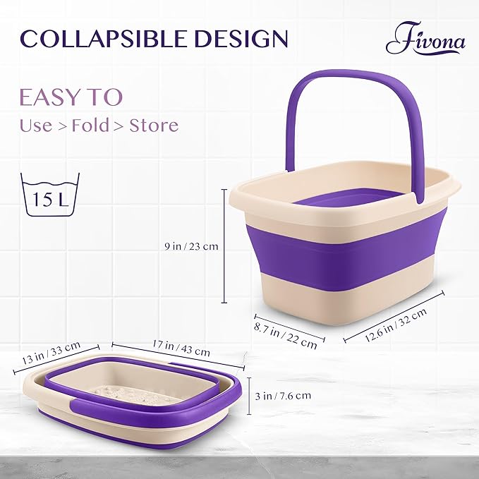 Fivona Foot Care Kit 2 in 1 - Foot Soak Blend with Epsom Salt, Lavender and Essential Oils - Expandable Foot Soak Basin - Pedicure Spa Soak for Tired Feet, Cracked Heels, Stubborn Foot Calluses