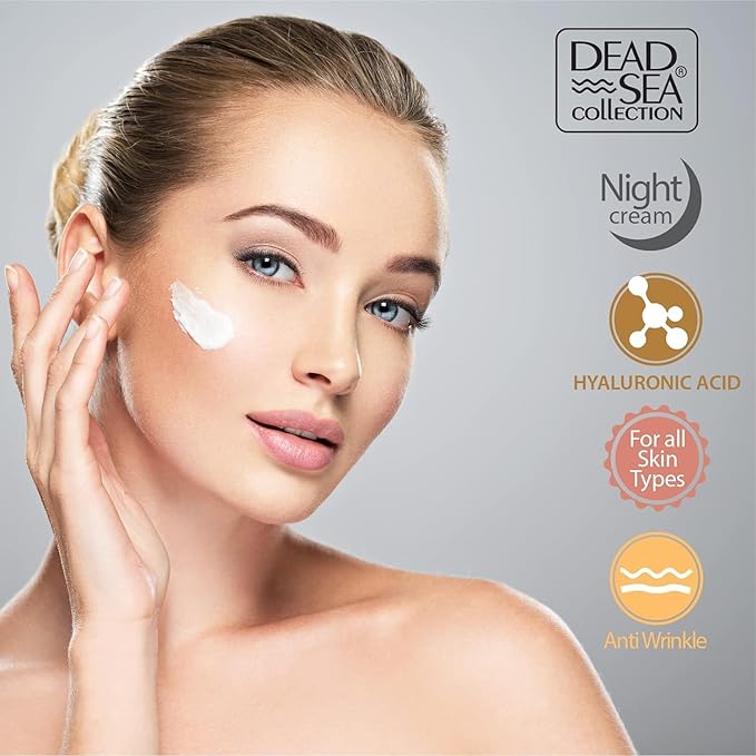 Dead Sea Collection Night Cream for Face with 5% Hyaluronic Acid, Dead Sea Minerals, and Vitamin E – Anti Aging Nourishing Skin Care Moisturizer to Reduce Wrinkles (1.69 fl. oz)