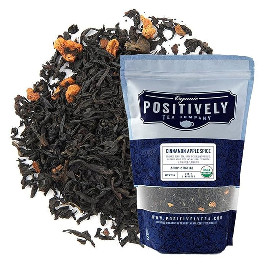 Organic Positively Tea Company, Cinnamon Apple Spice Black Tea, Loose Leaf, 16 Ounce