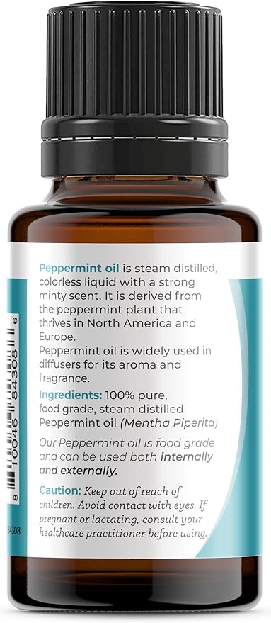 Viva Doria Peppermint Essential Oil, 100% Pure, Natural, Northwest Peppermint Essential Oil, Undiluted, for Aromatherapy | Food Grade, 15 mL (0.5 Fluid Ounce)