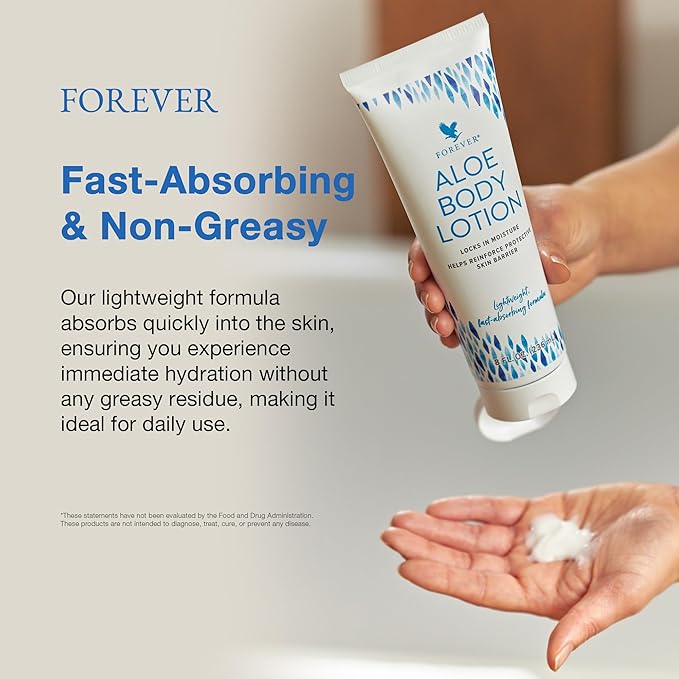 Forever Living - Aloe Body Lotion - Fast-Absorbing and Hydrating Moisturizer for Youthful Skin - Vegan and Gluten-Free - Light Floral Scent - 8 fl oz