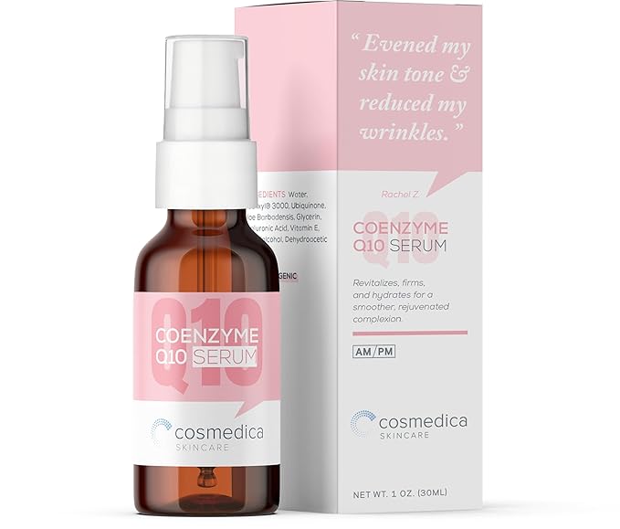 Cosmedica Skincare Coenzyme Q10 Serum 1oz - Wrinkle Reduction, Even Skin Tone, Hydrating & Firming - Cruelty-Free, Paraben-Free, Vegan, Antioxidant Rich Formula for Rejuvenated Complexion